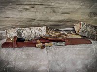 Шампуры Звери в чехле с ножом Кизляр (сандал)