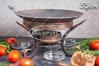 Сковорода Садж из стали 35 см на подставке с емкостями для соуса