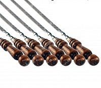 6 шампуров с деревянной ручкой для мяса 12мм - 45см