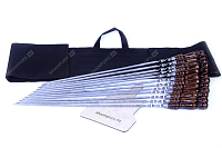 12 профессиональных шампуров с деревянной ручкой 12 мм - 50 см в чехле