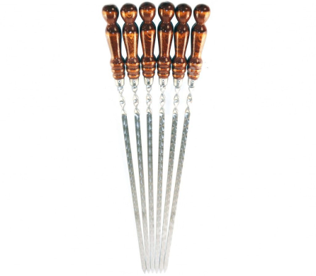 6 шампуров с деревянной ручкой для баранины 10мм - 50см