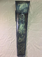 Чехол для шампуров - кожа с позолотой (коричневая кожа)