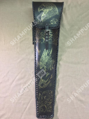 Чехол для шампуров - кожа с позолотой (коричневая кожа)