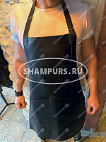 Фартук с двумя карманами на поясе черный
