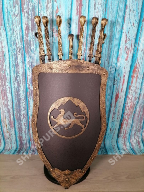 Каминный набор Щит-подставка Барс на 6 шампуров Арарат