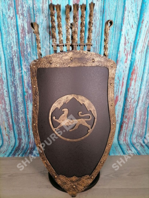 Каминный набор Щит-подставка Барс на 6 шампуров Монблан