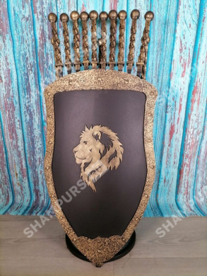 Каминный набор Щит-подставка Лев на 10 шампуров Бештау