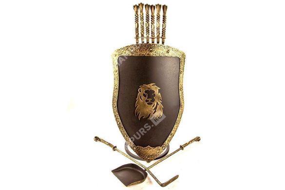 Каминный набор Щит-подставка Лев на 6 шампуров Эльбрус