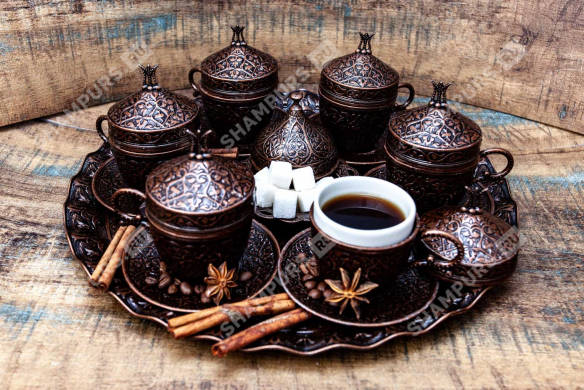 Кофейный набор с подносом античная бронза