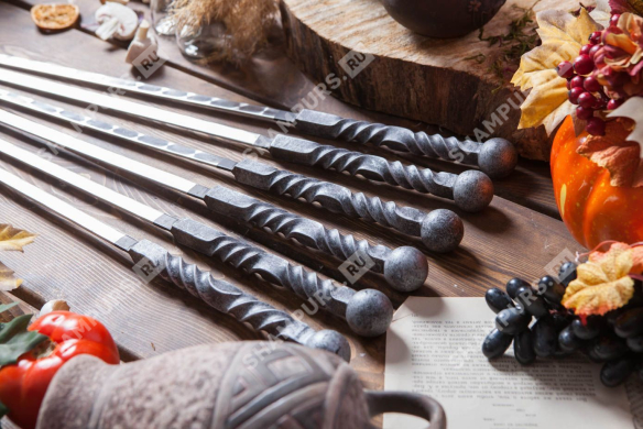 Кованые шампуры комплект 6 шт - Казбек