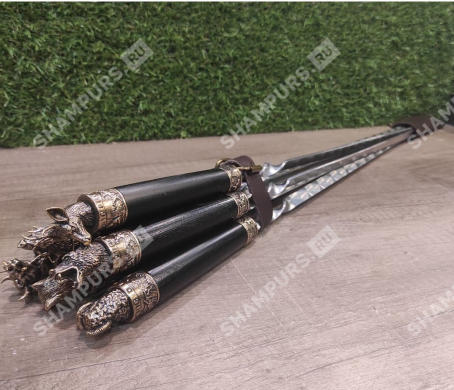 Кожаный колчан с шампурами - Дикие звери (бронза)