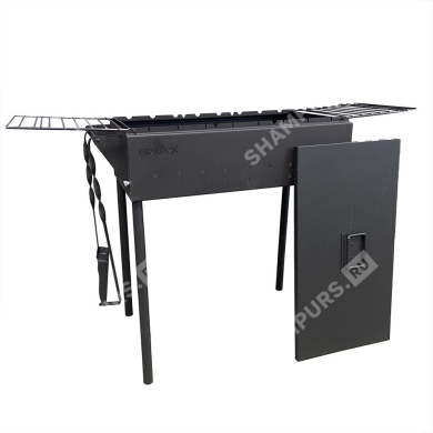 Мангал стационарный "Praktika BLACK" с откидными решетками и крышкой
