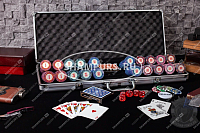Набор покера Casino Royale на 500 фишек с номиналом, в стальном кейсе с пластиковыми картами