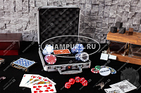 Набор покера Dice на 100 фишек в стальном кейсе с пластиковыми картами