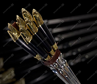 Набор шампуров Акулы объёмная рукоять в кожаном колчане