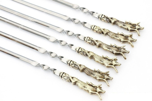 Набор шампуров без чехла - Олени (цельное литье)