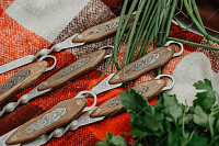 Набор шампуров с ручкой из ясеня без чехла с кольцом 50 см