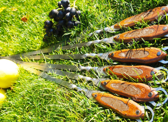 Набор шампуров с ручкой из ясеня без чехла с кольцом