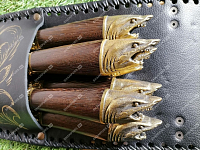 Подарочный набор шампуров Акула объёмная рукоять в чехле с позолотой