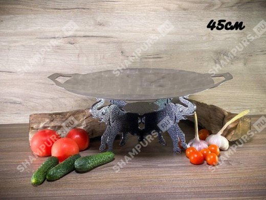 Садж из нержавеющей стали 45 см с подставкой Слоны