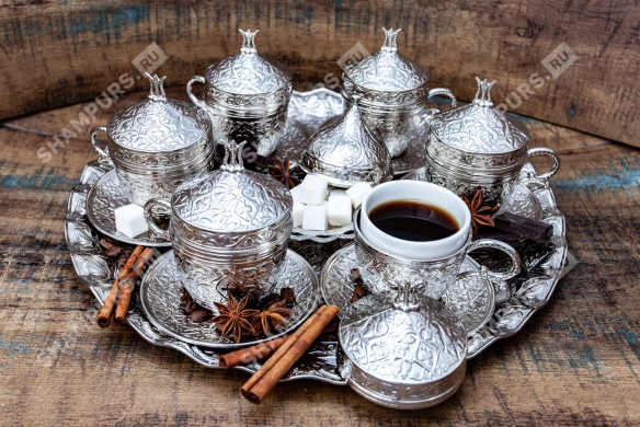 Серебряный Кофейный набор на 6 персон  с подносом