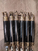 Шампура с головами зверей с бронзой