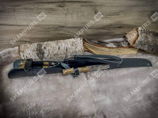 Шампуры Звери в чехле с ножом Кизляр (черный)