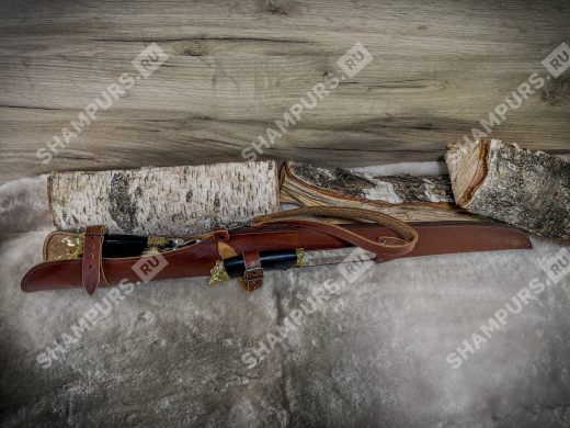 Шампуры Звери в чехле с ножом (сандал)