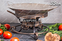 Сковорода Садж из нержавеющей стали 35 см на кованой подставке Кебаб