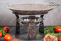 Сковорода Садж из нержавеющей стали 35 см с подставкой Огонек