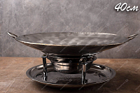 Сковорода Садж из нержавеющей стали 40 см с профессиональной подставкой