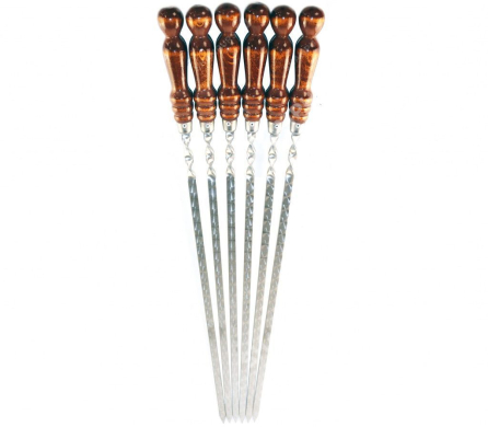 6 профессиональных шампуров с деревянной ручкой 18 мм - 45 см