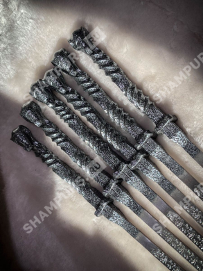 Кованые шампуры комплект 6 шт - Эльбрус (серебро)